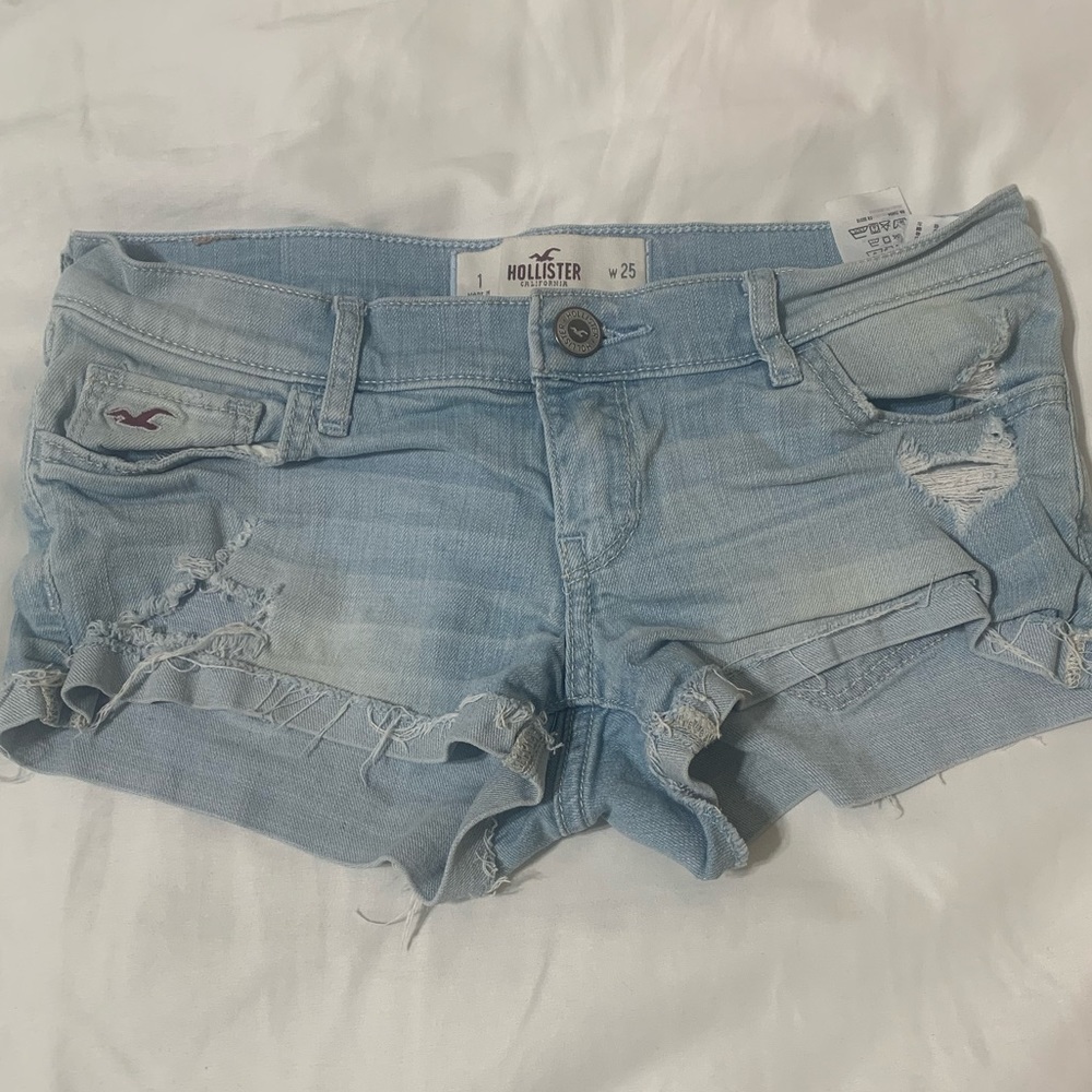 Blue Light Washed Ripped Hollister Shorts